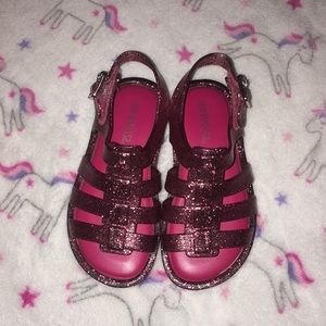 Mini Melissa Pink Glitter Sandals